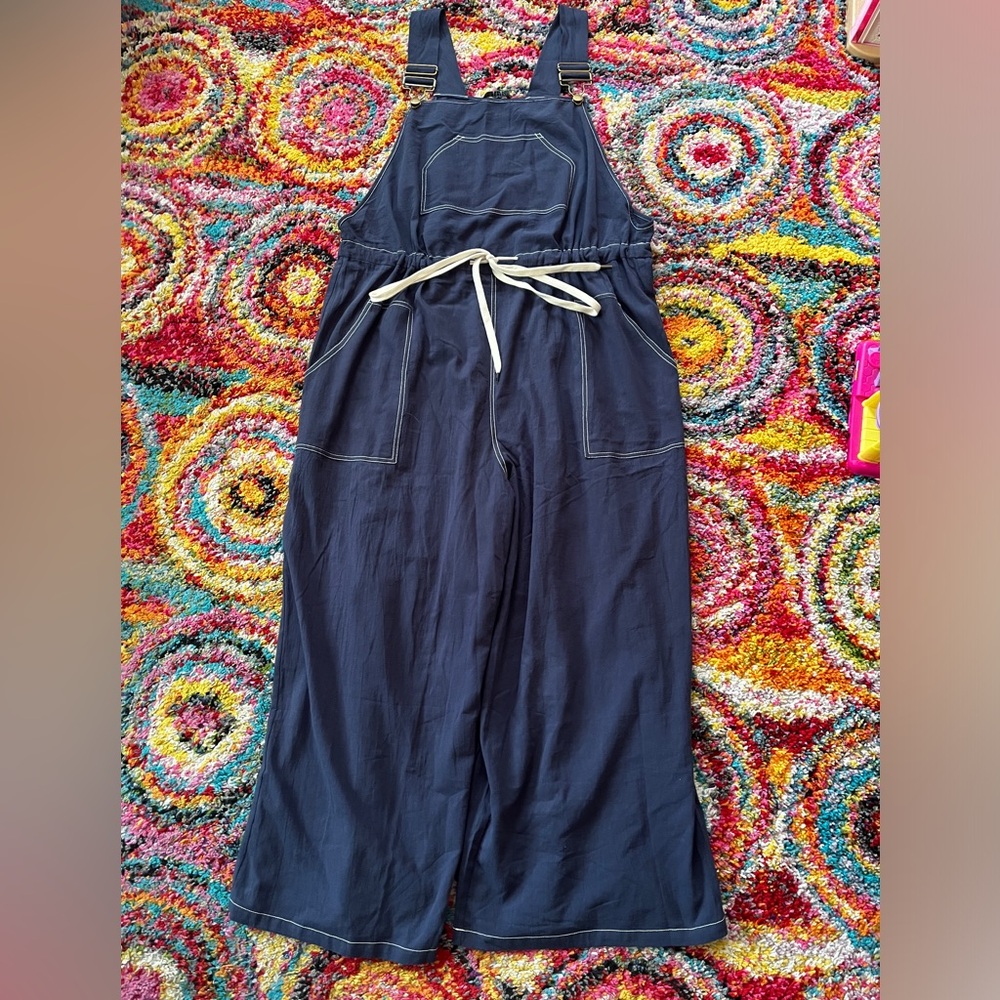 BloomChic Navy/Cream Overall Romper, Size 2XL, NWOT